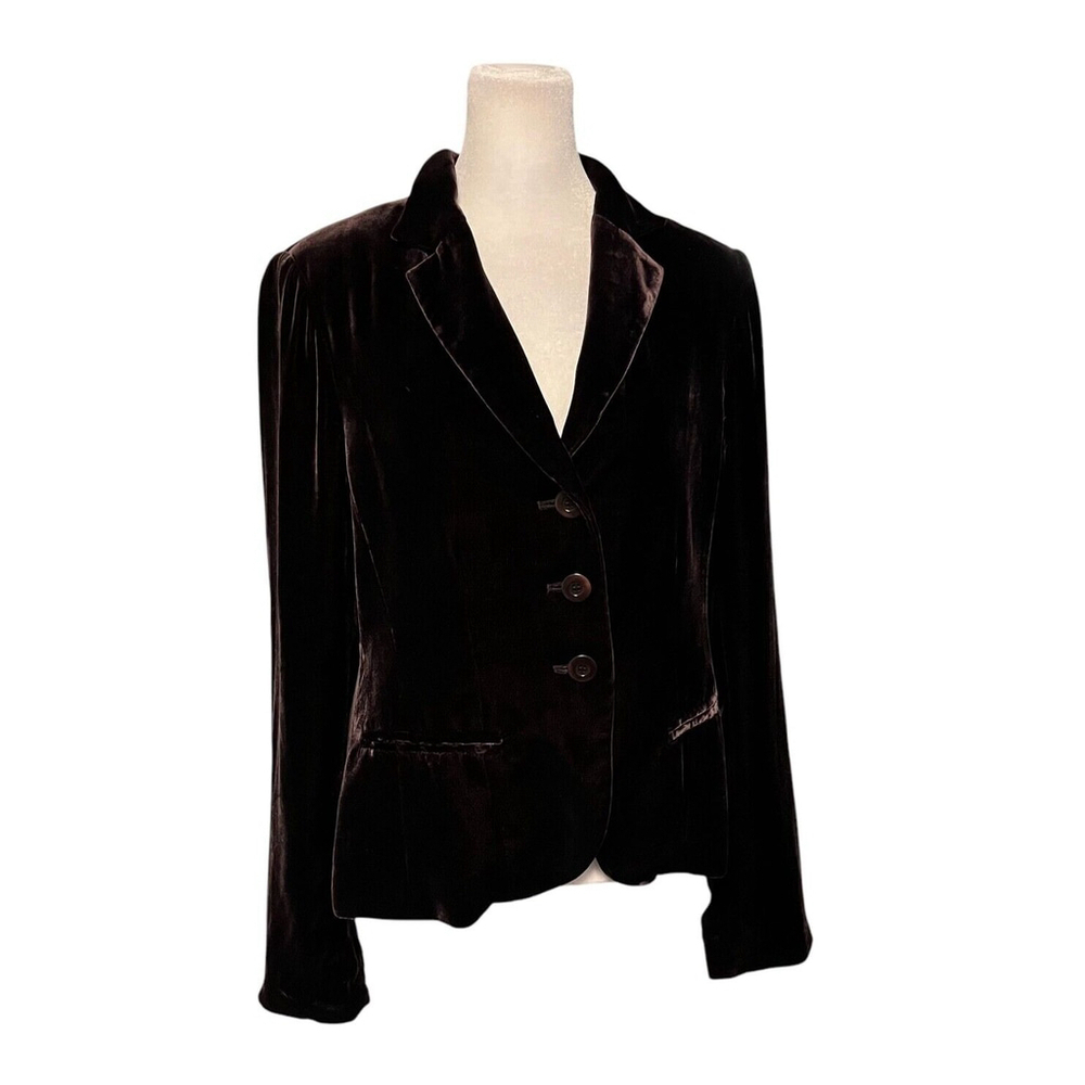 Vince Velvet Silk Eggplant Purple 3 Button Blazer Size 10